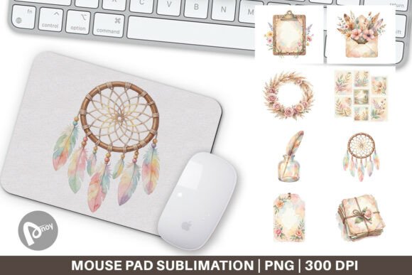 Boho Floral Junk Journal Mouse Pad PNG: A Creative Desk Essential for Productivity and Style