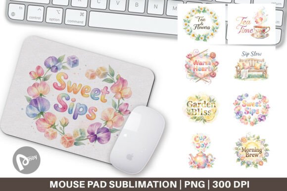 Cozy Garden Tea Quotes Mouse Pad PNG