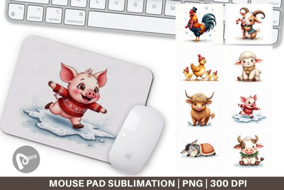 Cozy Winter Farm Friends Mouse Pad