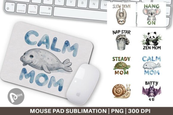 Elevate Your Workspace with the Lazy Watercolor Animal Mouse Pad PNG