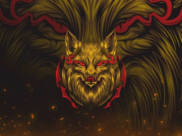 Golden Shadow Wolf – Esports Mascot Logo