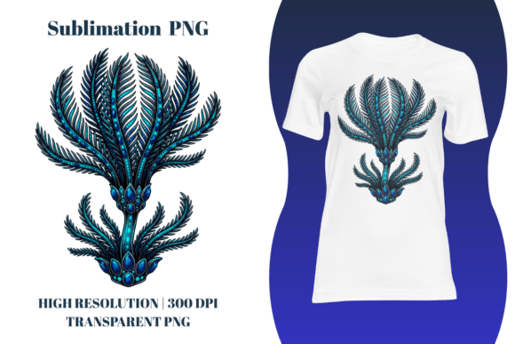Gothic Crinoid with Sapphires and Neon C