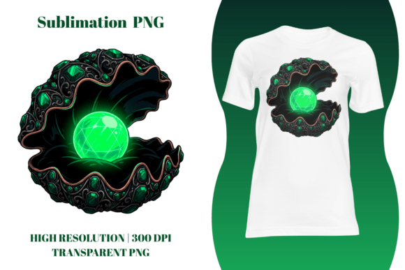 Gothic Emerald Neon Green Pearl Clam