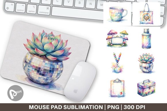 Groovy School Watercolor Mouse Pad PNG Guide