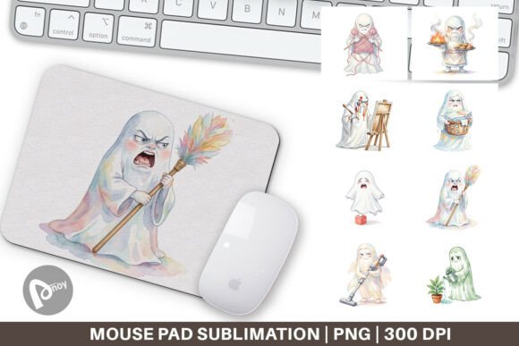 Grumpy Ghost Watercolor Mouse Pad PNG: A Creative Touch for Your Desk