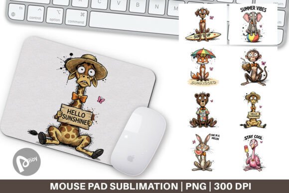 Summer Animal Mouse Pad Digital Download