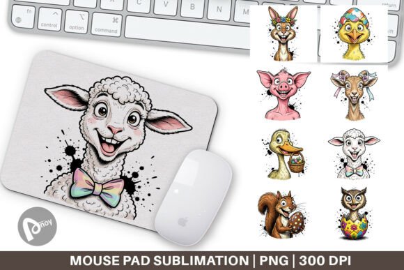 Wacky Easter Animal Caricature Mouse Pad: A Splash of Whimsy for Your Workspace