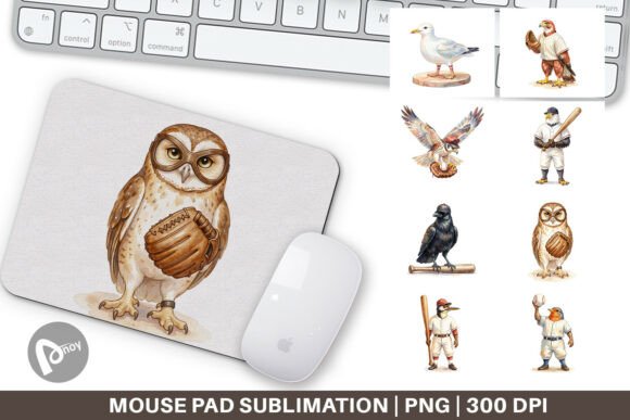 Watercolor Bird Baseball Mouse Pad PNG: A Fusion of Art and Function for the Modern Workspace