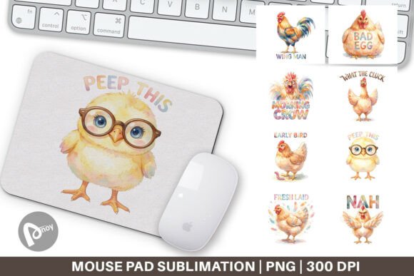 Watercolor Chicken Quotes Mouse Pad PNG – A Creative, Functional Upgrade for Your Desk