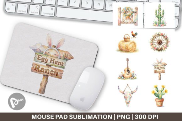 Watercolor Desert Easter Cacti Mouse Pad