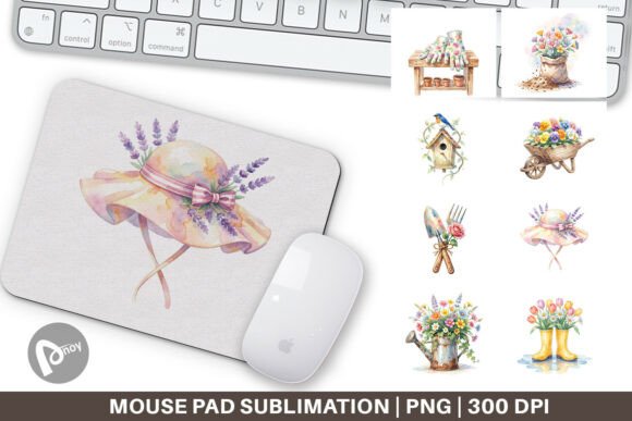 Watercolor Garden Tools Mouse Pad PNG for a Beautiful Desk